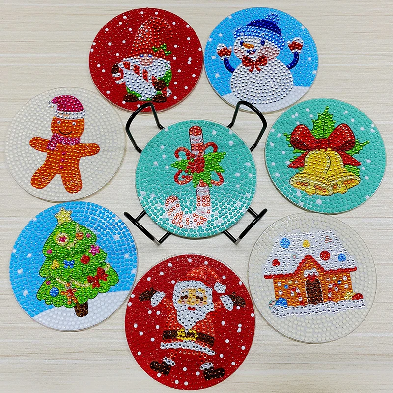 DIY Acrylic Diamond Coaster Set Mandala Style (8 Piece Set 1 Rack) (BD201)