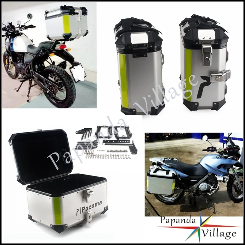 

Motorbike 42 Liter Silver Aluminum Trunk Motorcycle Topbox Top Case Tail Box Universal 36L Side Panniers Boxes w/ Mount Kits
