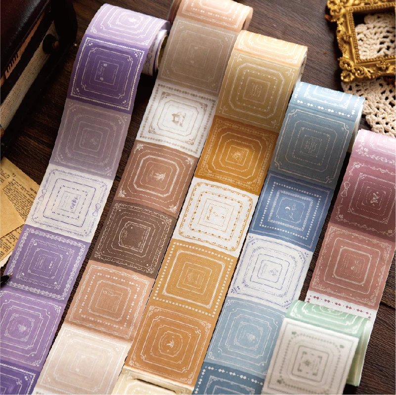 

6PCS/LOT Venice border series retro decorative White cowhide tapes