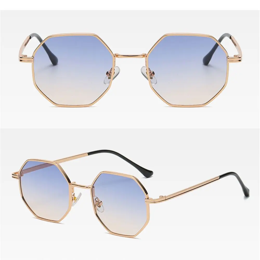 Vintage-Inspired Polygon Sunglasses with Small Metal Frame