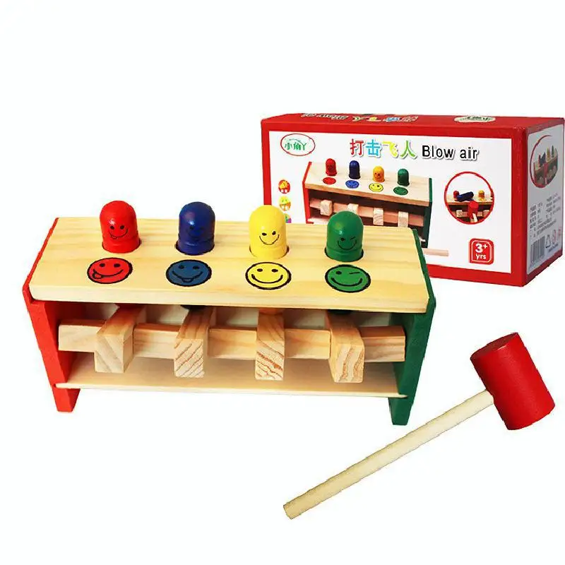 

Wooden Combat Flying game for kid Montessori baby Early Education Table Beating Percussion Hand-Eye Coordination Children's toys