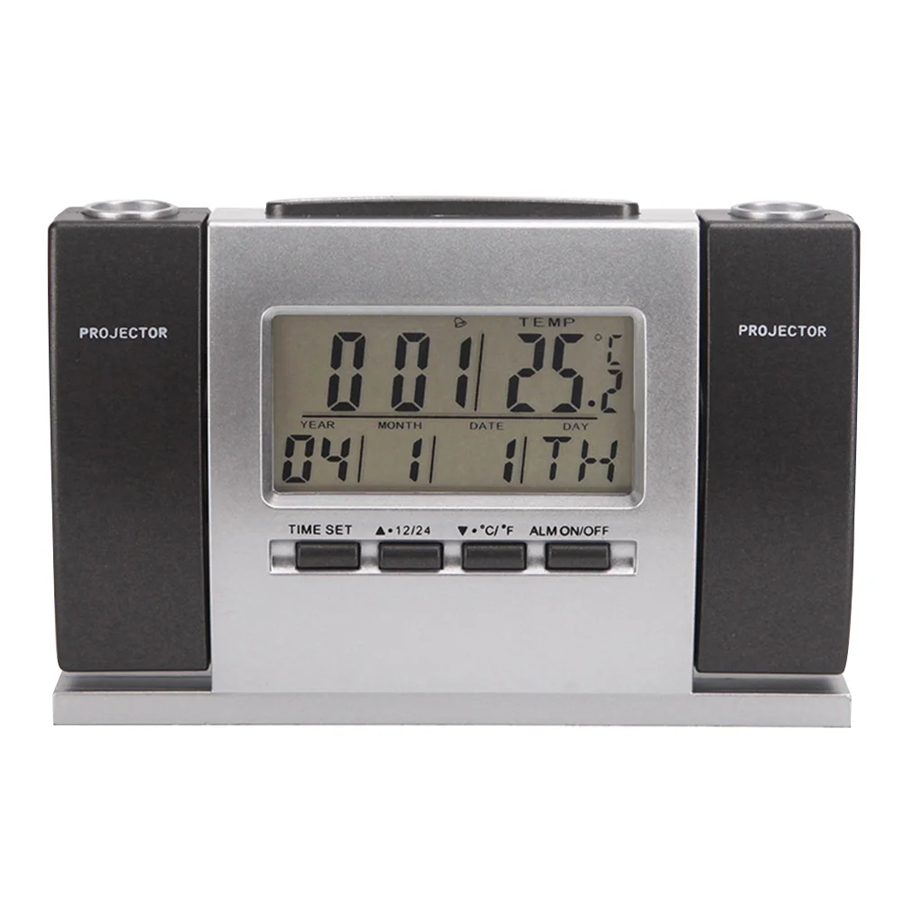 Silent Electronic Clock Projection Digital Indoor Temperature Thermometer Floor Clocks Home Decor Multi Functional Time Display