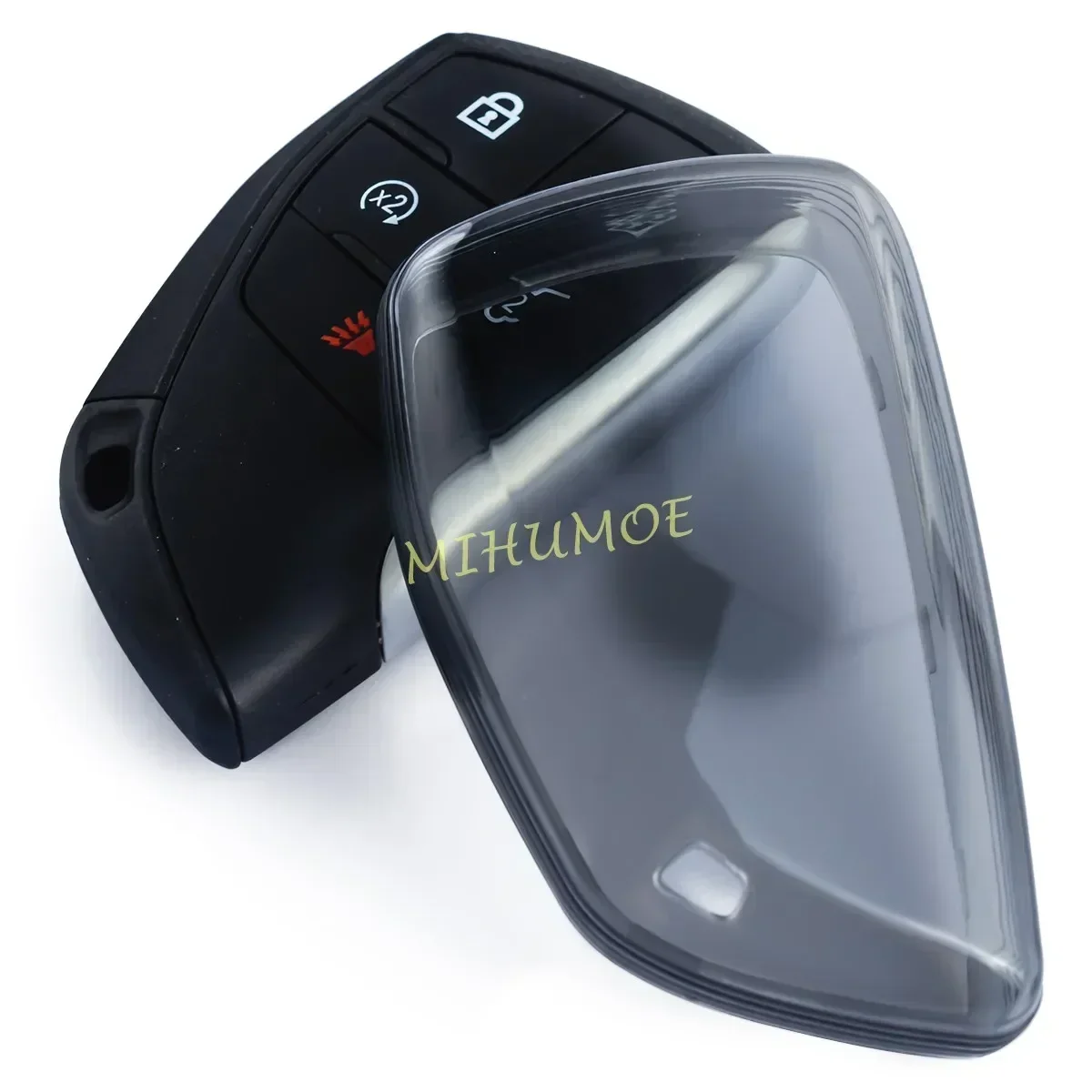Black Transparent Smart Car Key Fob Case Cover with Keychain