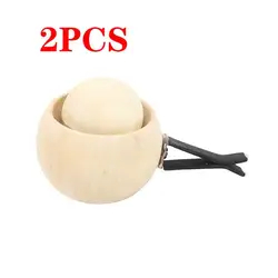 Spherical Wooden Essential Oil Diffuser for Home and Car - Natural Fragrance Decor Piece (Natural wood - 2PCS)