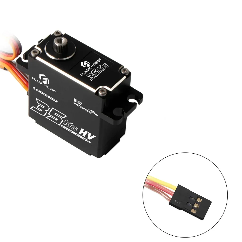 Flashhobby 8.4V M35CHW Waterproof 180 Degree 35kg Large Torque Digital Coreless Motor Servo RC Car Truck Robot Parts thumbnail 2