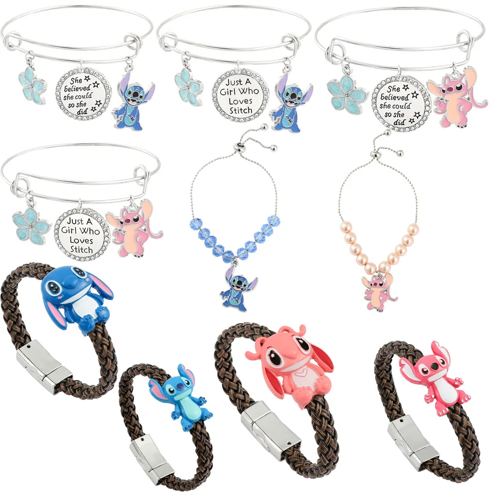 

Disney Cartoon Lilo & Stitch Bracelet Printed Jewelry Anime Figures Stitch Cute Toys for Boys Girls Christmas Party Gift