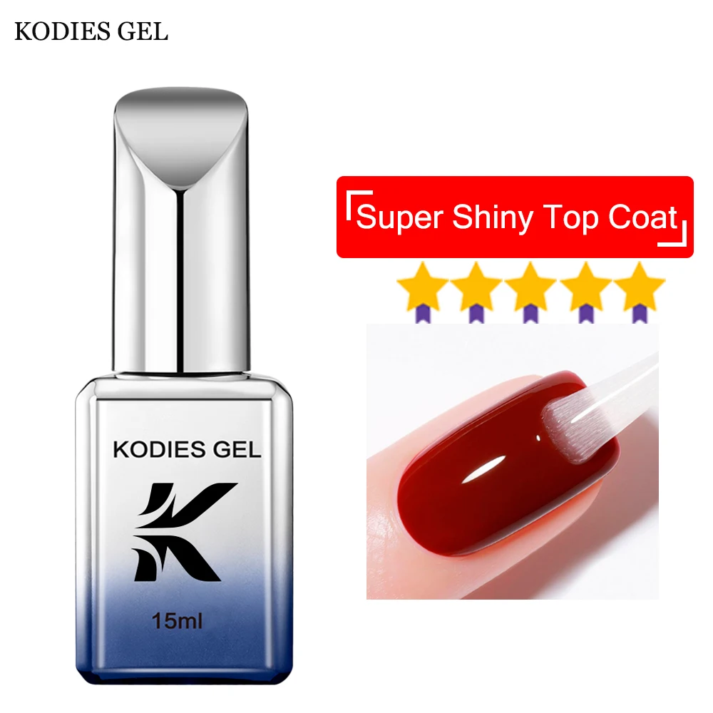 KODIES GEL Super Shine Top Coat Gel Nail Polish Diamond Glossy Tempered Top Gel Finish Manicure Nail Art Gellak Varnish 1 PCS