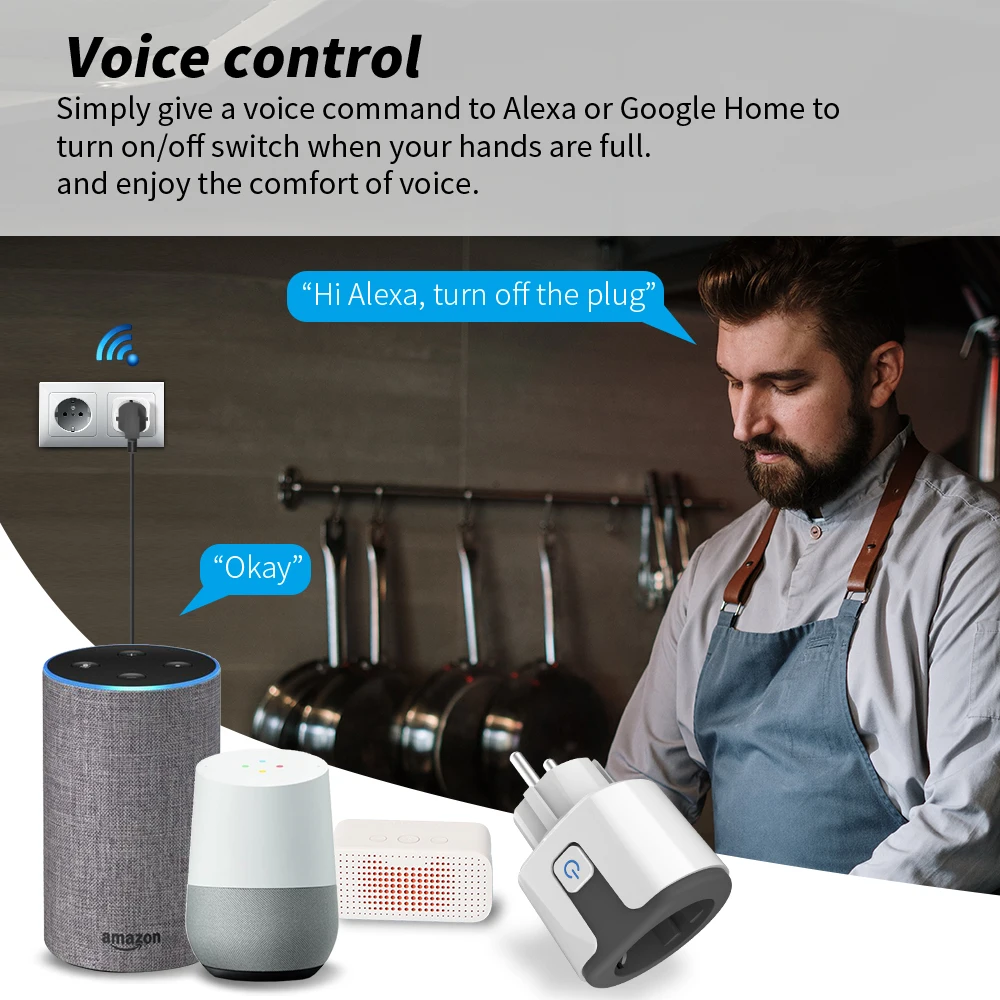 Tuya WiFi Smart Plug 16A/20A EU Smart Socket With Power Monitoring Timing Function Voice Control Support Alexa Google Home 3