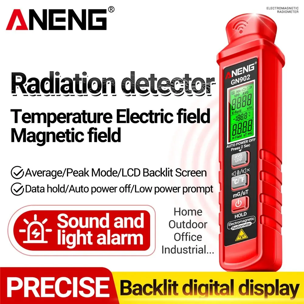ANENG GN902 Electromagnetic Radiation Detector Portable LCD X Ray Testing Radioactivity Meter Temperature Tester Dosimeter Tools radiation detector emf meter tester