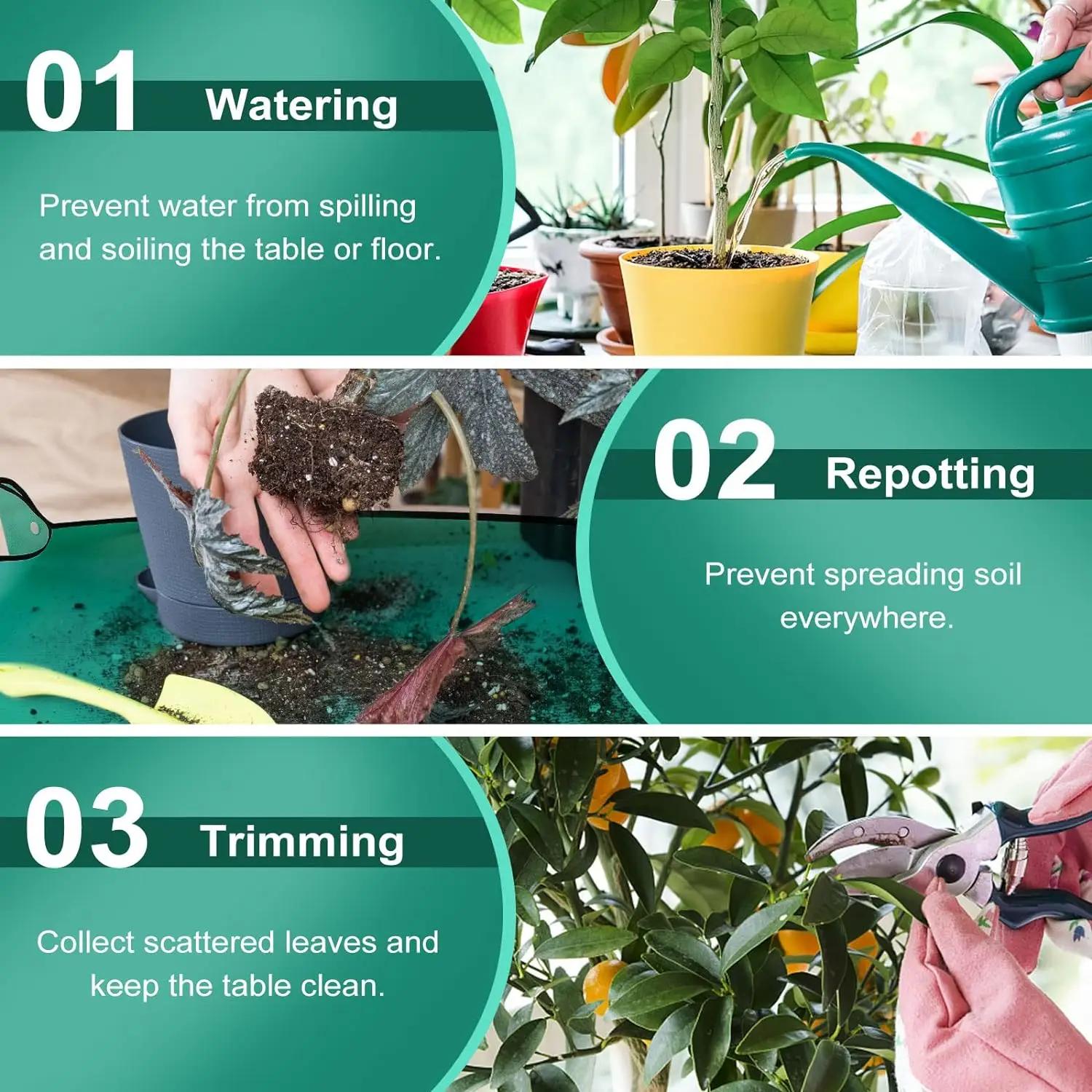 Planting Mat Gardening Mat 1PCS Reusable Planting Mat Transplanting regeneration Waterproof Mats Flower Pot Potting Pad Foldable Gardening Tool