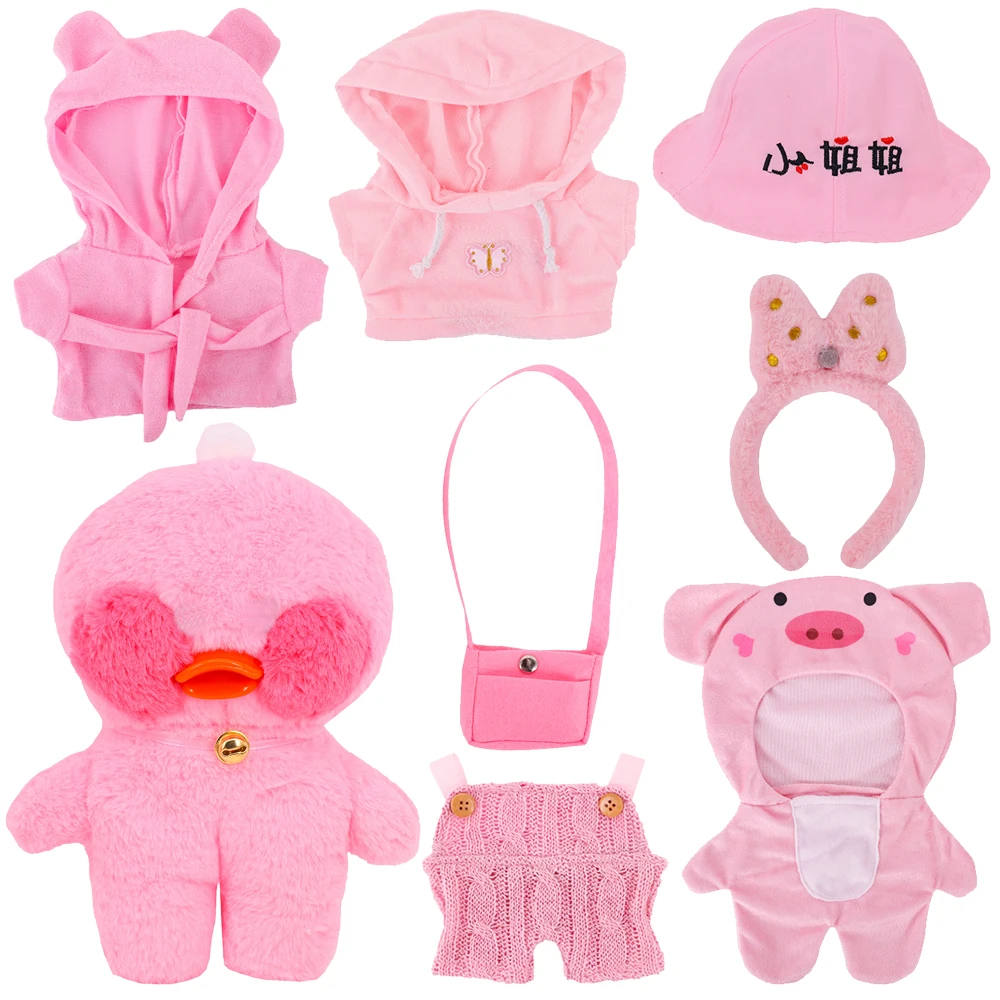 

Pink Doll Clothes Dress Sweater Hat Uniform Fit 30cm Lalafanfan Yellow Duck Doll Children's Toy Girl Gift Duck Doll Accessories