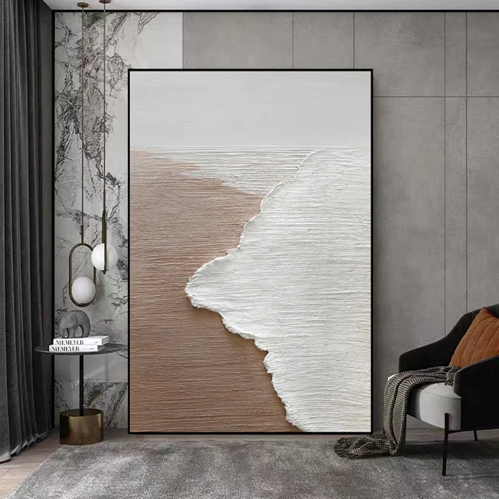 ภาพวาดสีน้ำมันสไตล์นอร์ดิกบนผ้าใบ, ภาพศิลปะตกแต่งผนังลายวิวทะเลแบบนามธรรม, โปสเตอร์ตกแต่งบ้านสำหรับห้องนั่งเล่น สำนักงาน และบ้าน 1