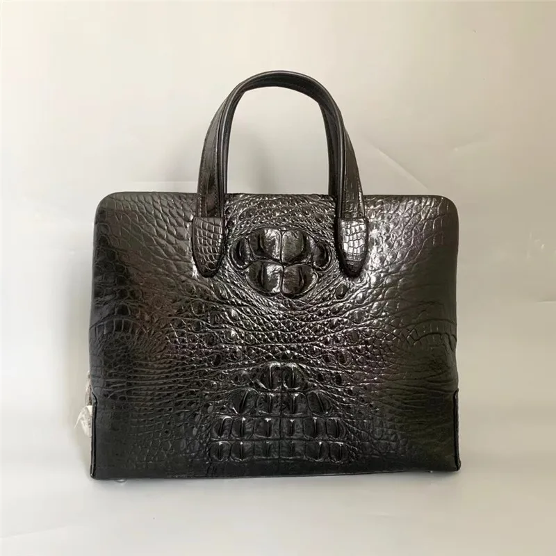 

Authentic Crocodile Skin Men's ZIP Working Briefcase Genuine Real Alligator Leather Male Passcode Handbag Large Top-handle Purse