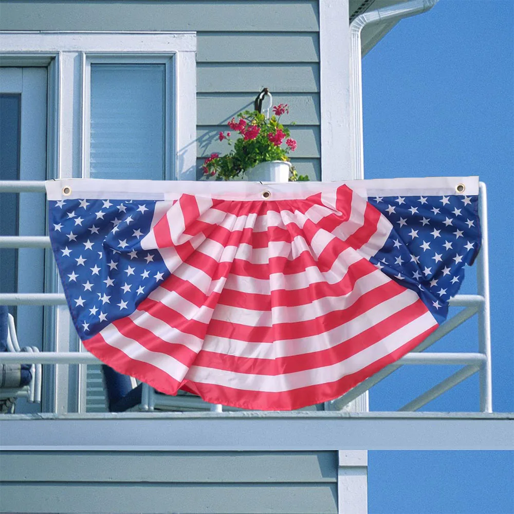 

Directly Delivery 100% Polyester USA America Independence Day Half Circle fans Flags