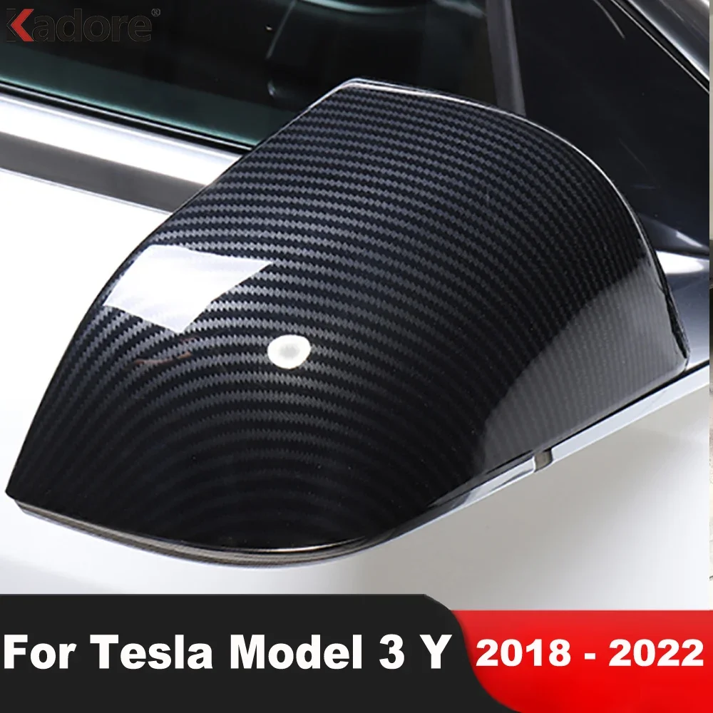 

For Tesla Model 3 Y 2018 2019 2020 2021 2022 Carbon Fiber Car Door Rearview Mirror Cover Trim Side Wing Mirror Cap Accessories