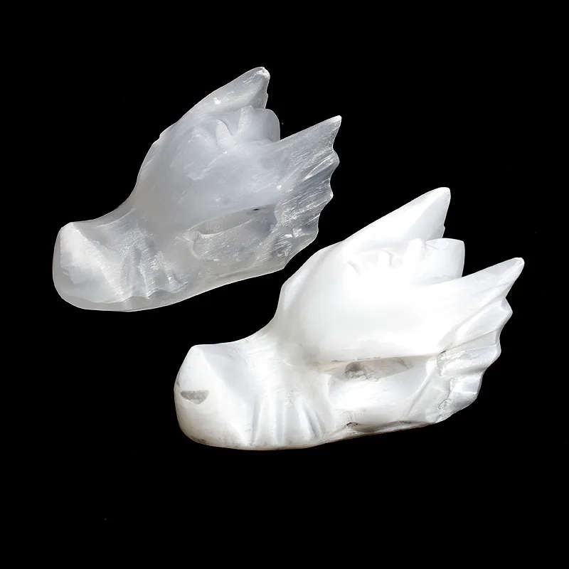 

1 Pcs 3 Inches Natural White Selenite Dragon Head For Home Decoration