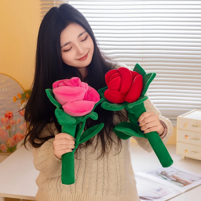 38cm 실물 같은 장미 플러시 장난감 예쁜 생생한 다채로운 꽃 장난감 낭만적 인 생일 웨딩 파티 장식 사진 촬영 소품