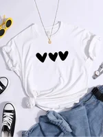 Plus Size Black Heart Tshirt All-Match Summer Comfortabletee Shirt Street Softtee Tops Short Sleeve Essential  Women Men Tshirts - Image 5