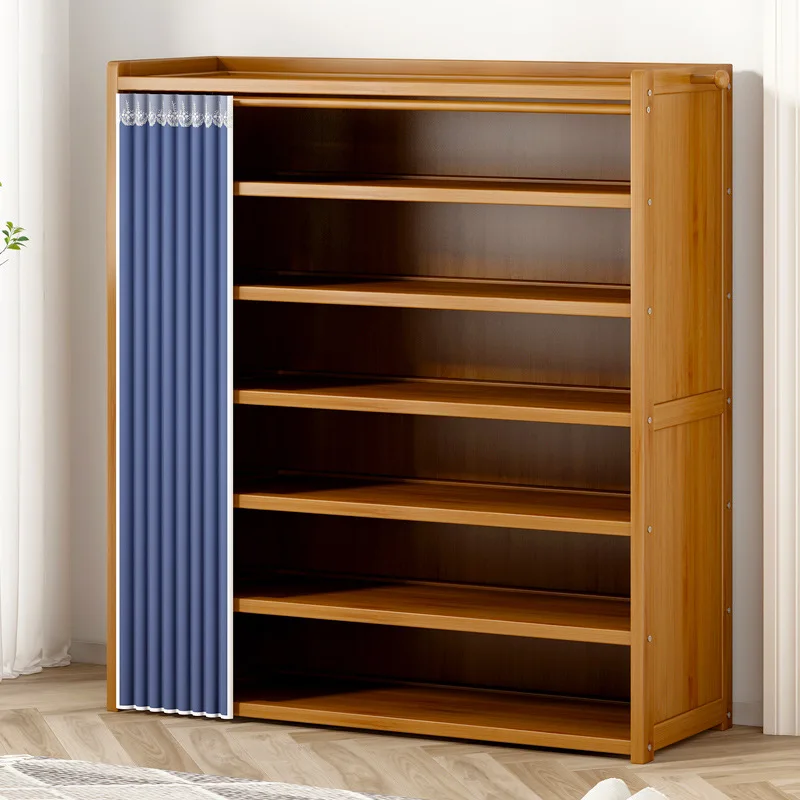 Armoire à Chaussures En Bois Massif Avec 2 Portes - Rangement Pour 16-20 Paires, Design Fin (23cm De Prof) - Idéale Entrée Ou Couloir
