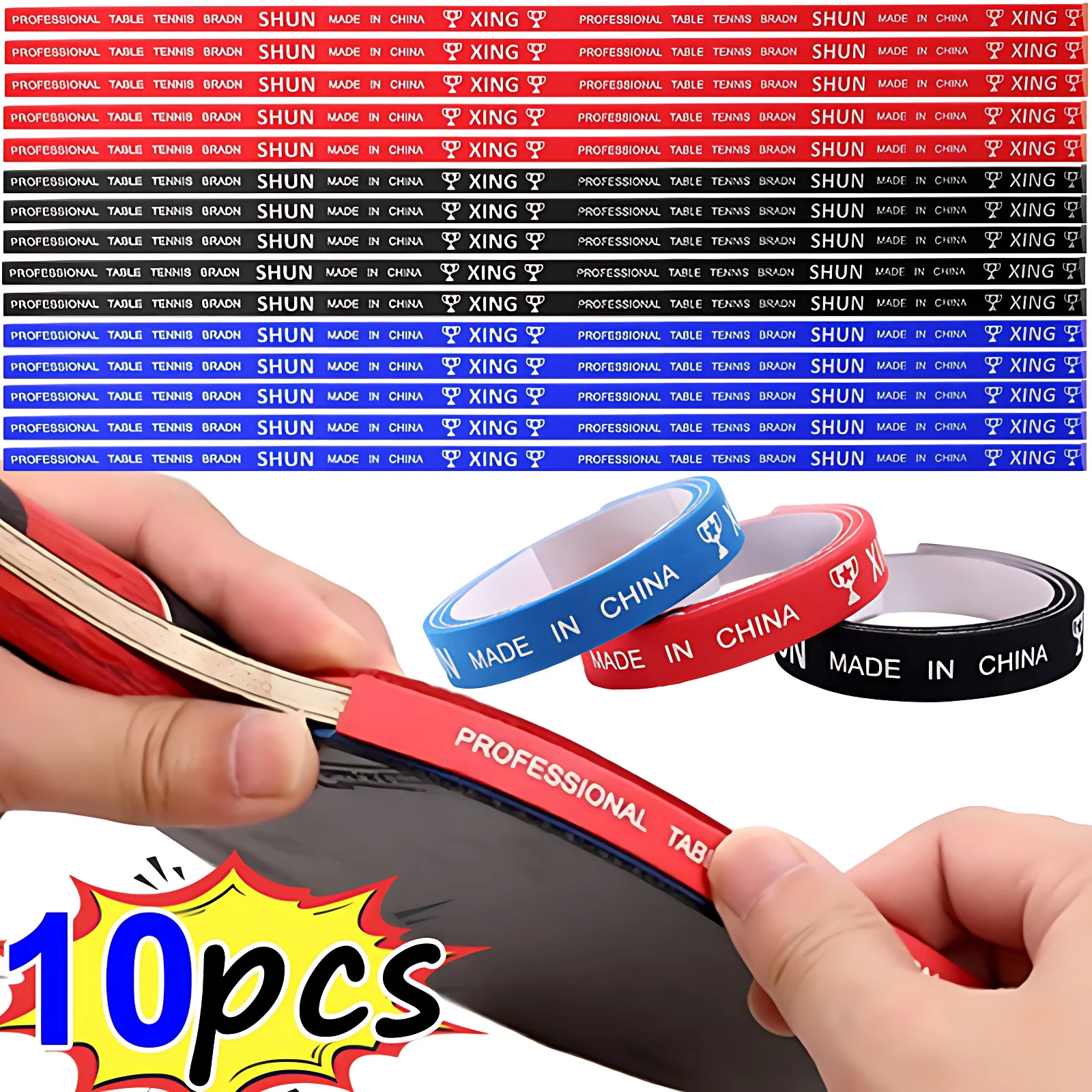 Description Picture 2 of item2/4/10Pcs Thickened Table Tennis Racket Protection Sponge Tape 45*1cm Non-slip Ping Pong Bat Side Protective Tape Accessories