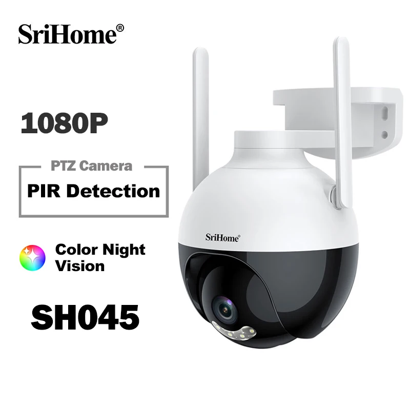 Srihome Sh045 Telecamera Wifi Esterna Sorveglianza Visione Notturna Full Color Ai Human Tracking 3X Zoom Digitale Monitor Di Sicurezza Video