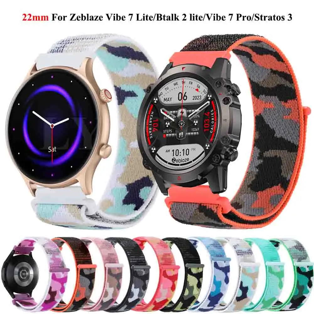 

Ремешок для часов Zeblaze Ares 3 Pro GTR 2 NEO 3, нейлоновый браслет для плавания Zeblaze Vibe 7 Pro/Stratos 2 3/Btalk 2 Lite, 22 мм