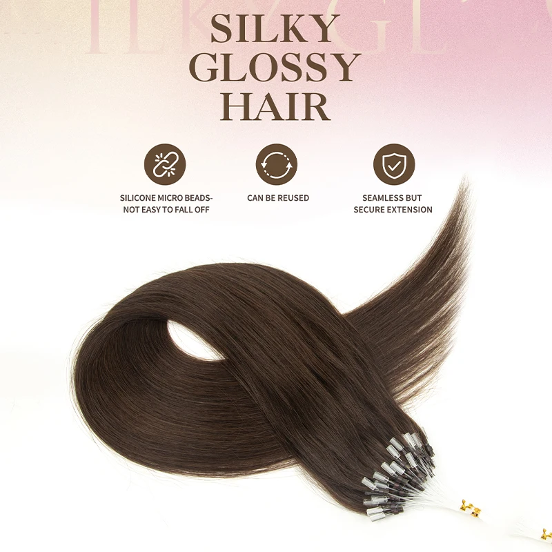 Micro Loop Hair Extensions Cold Fusion Hair Extensions Easy Install No Sticky Glue Natural Human Straight Soft 12-20" 30g