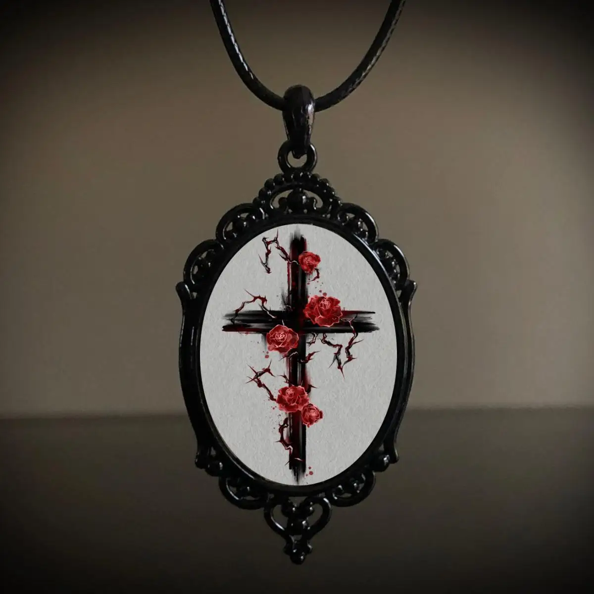 Fashion Vintage Gothic Accessorie Witch Pagan Cross Crow Fox Glass Pendant Necklace Jewelry Gift