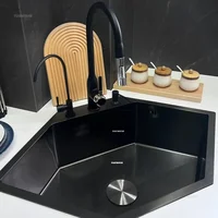 304 Stainless Steel Special-shaped Sink for Kitchen Nano Corner Kitchen Sinks Small Apartment Large Single-slot Dishwashing Sink 1