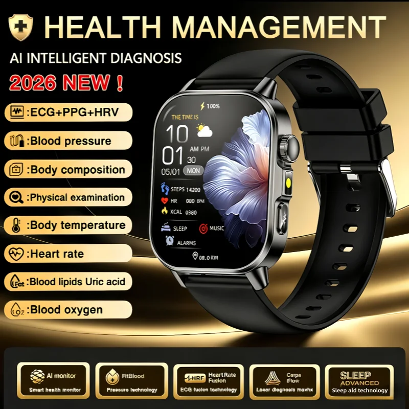 2026 New Accurate Measurement Health Smart Watch ECG+PPG Uric Acid Blood Pressure Blood Lipids BT CallSmartwatchs ForiOS Andr0id 1