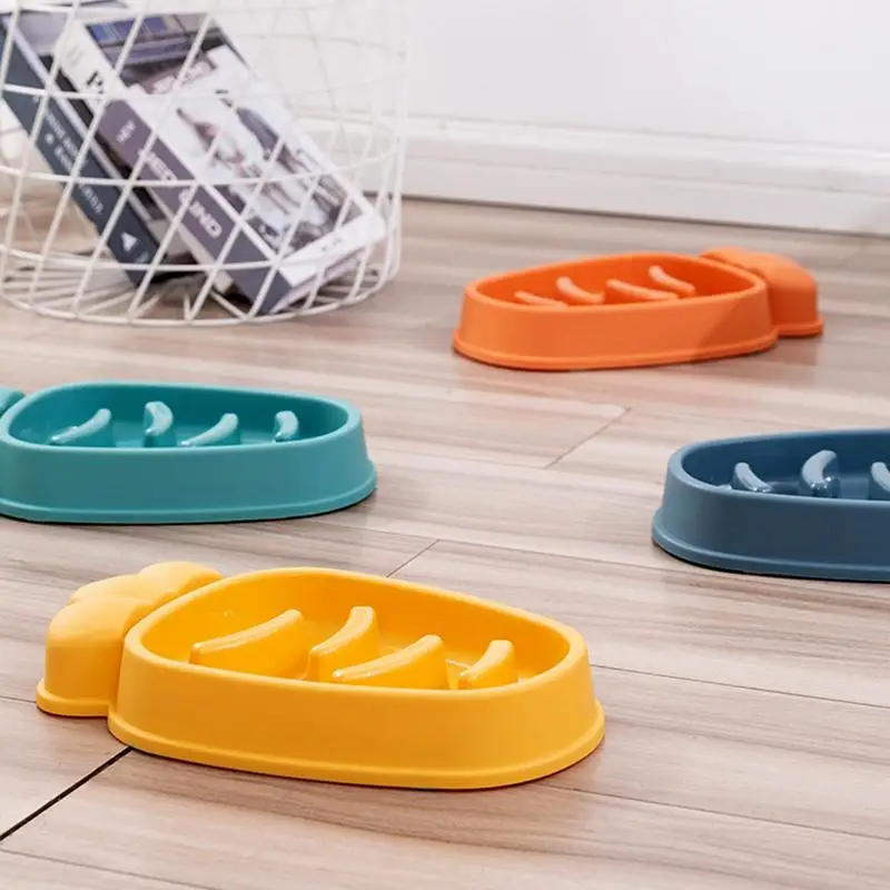 Pet Slow Food Bowl Carrot Type Antichoke Rice Bowls Puppy Cat Slow