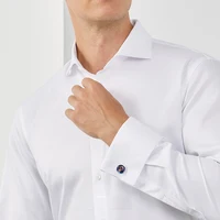 French Cuff Luxury Dress Shirt 100s 2-ply High Quality 100% Cotton Business Shirts Wrinkle Free Dress Shirts For Wedding Groom 1