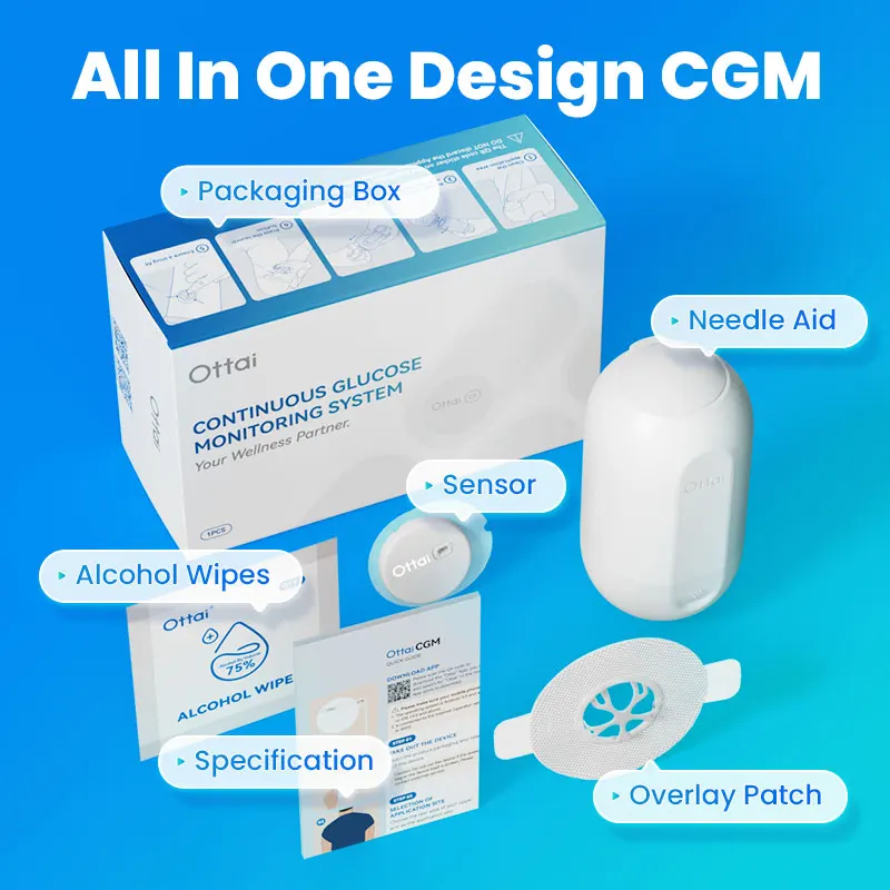 Ottai CGM Continuous Glucose Monitoring System Blood Glucose Monitoring One Set for 14 Days
