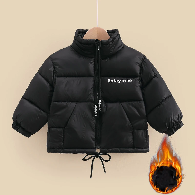 Girls Winter Coat Letter Pull Rope Zipper Warm Down Boys Jacket Kids Jackets for Boys Casual Kids Parka Overcoat 2-13 Year