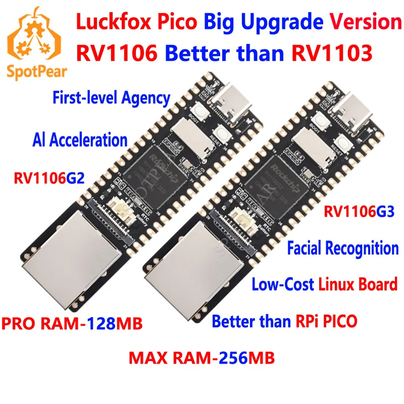 Luckfox Pico Pro Max Linux Raspberry pi Pico Rockchip ai Board Arm Cortex-a7 Risc-v Melhor Que Raspberry pi Pico