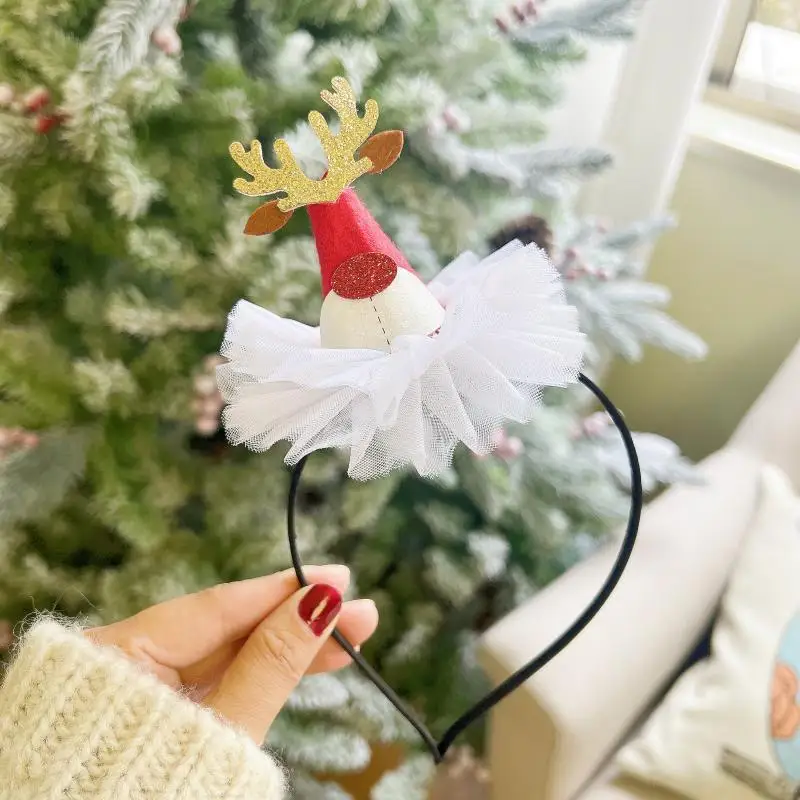 Christmas Headband Santa Snowman Elk Hairdband Xmas Tree Deer Horn Headwear Merry Christmas Party Decoration New Year Gifts
