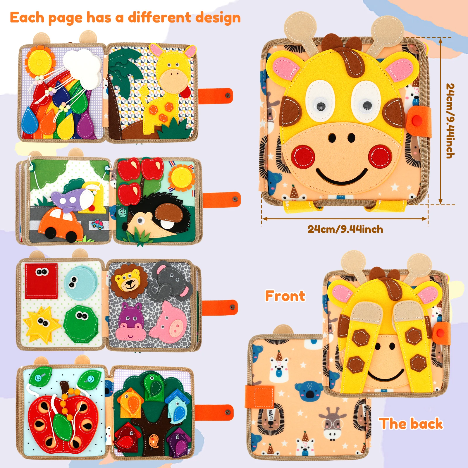 Quiet Books for Toddlers Soft Baby Books 3D Touch Feel High Contrast Cloth Book Sensory Early Learning Soft Activity Busy Book