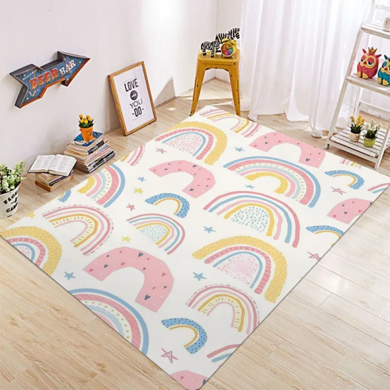RANIBOW Print Area Rug Floor Mat Non-Slip Machine Washable Flannel Carpet for Home Living Room Kids Playmat Bedroom Floor Mat