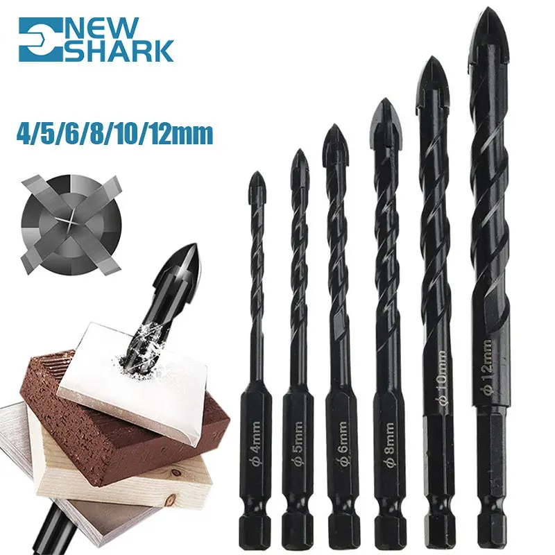 Multifunction Cross Hex Tile Drill Bit Set for Glass Ceramic Concrete Hole Opener Diamond Alloy Triangle Metal Drills Punch Tool multifunction cross hex tile drill bit set for glass ceramic concrete hole opener diamond alloy triangle metal drills punch tool