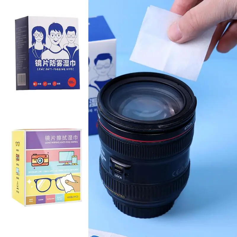 Anti Fog Lens Wipes 100PCS Lenses Wipes Eye Glasses Portable Quick-Dry Lenses For Swim Goggles Screens Ski Goggles