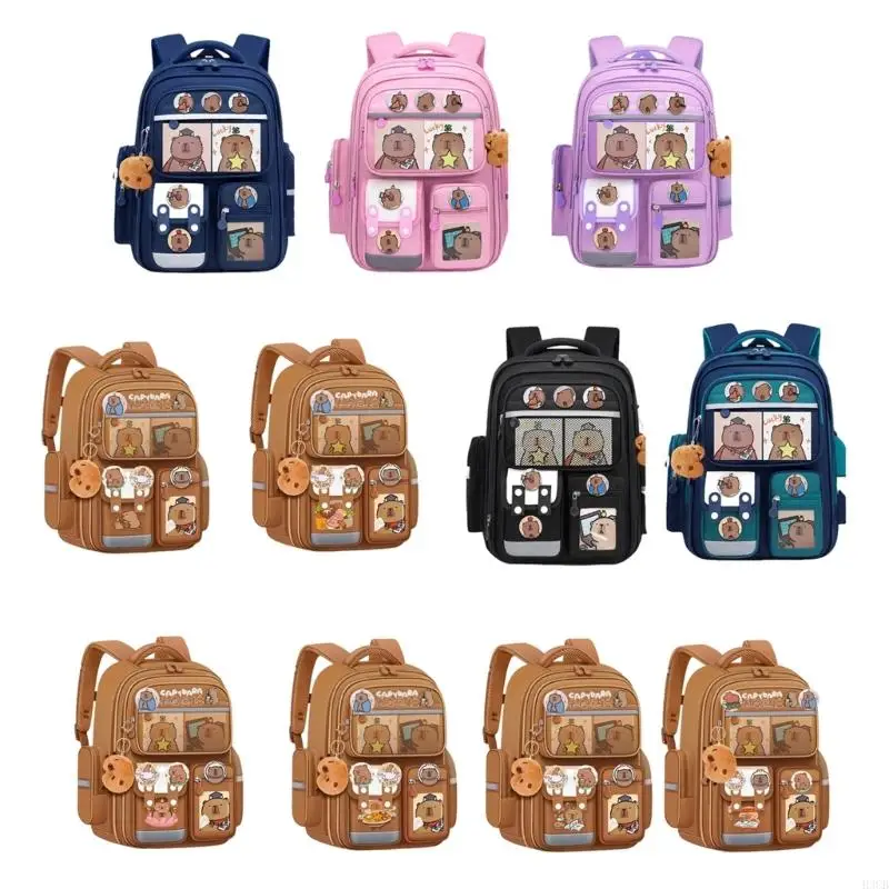 H3CB Unique Capybara Designs Backpack For Elementary Students Ergonomic Schook Bag with Adjustable Strap For Comfort 1