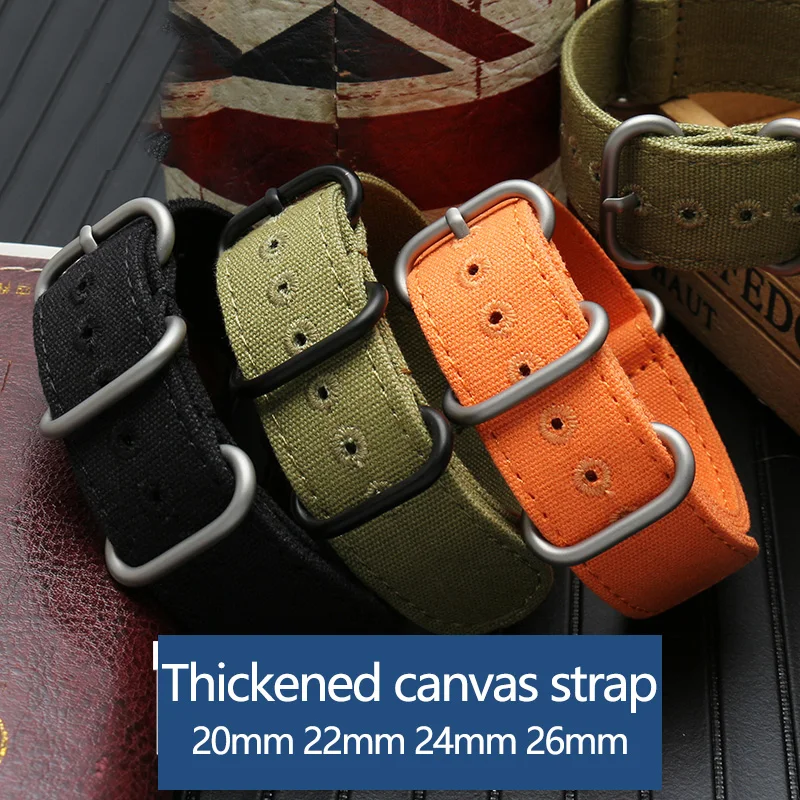 

Thickened canvas strap 20mm 22mm 24mm 26mm Rugged Nylon Military Straps Retro Watchband Braid Ballistic Fabric Bands for Tudor