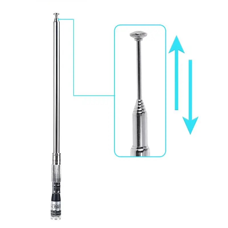 1Pcs 1M Scalable 118-136MHz Whip Telescopic Antenna Multiple Uses Replacement Part for Airband Radio Receiver Aviation