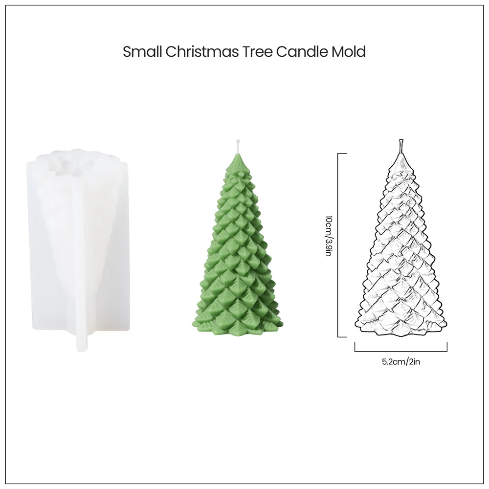 thumbnail image 1 of Molde de silicona para árbol de Navidad 3D para hacer velas, molde para velas de pino navideño, decoración navideña para el hogar, 1 of 5