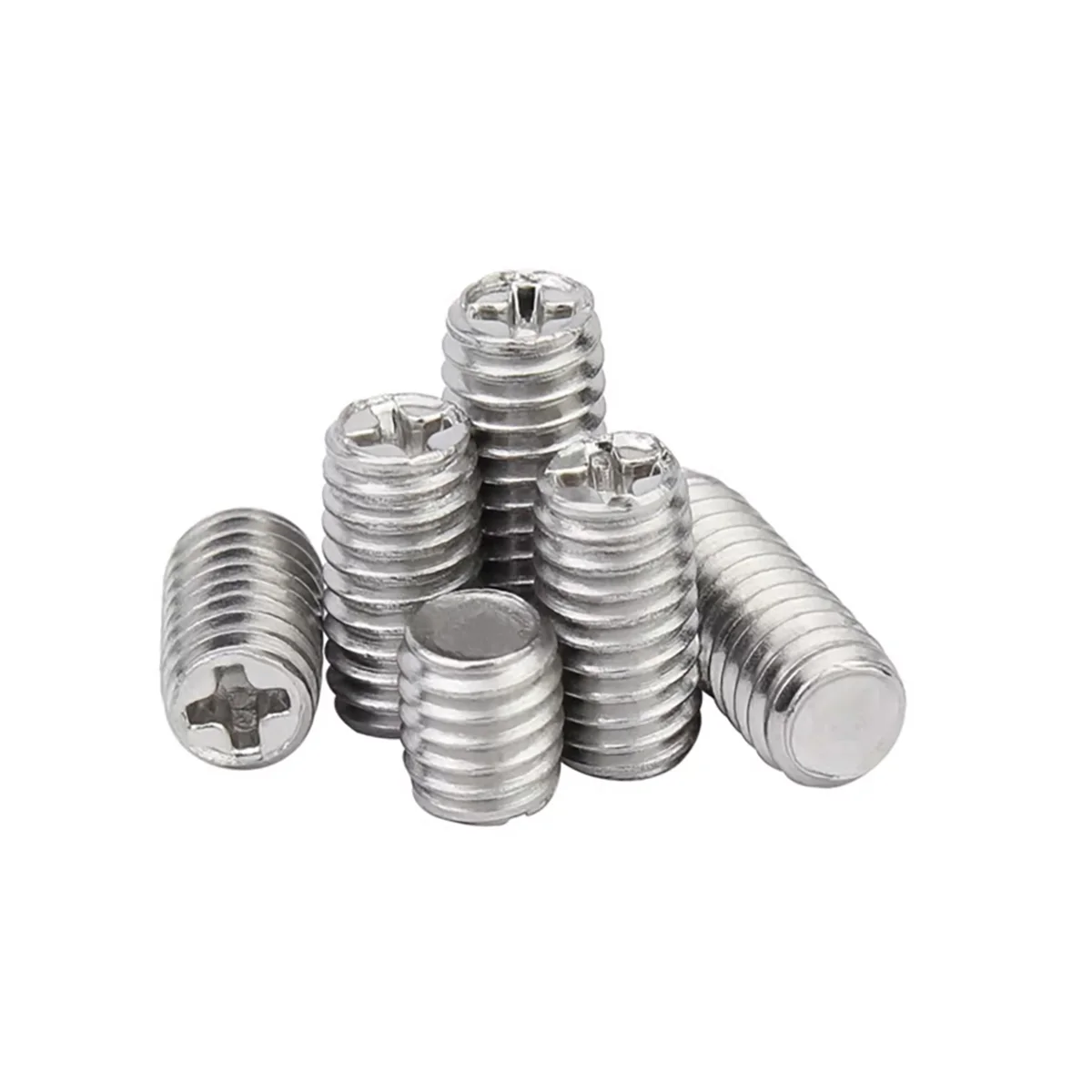 

304 Stainless Steel Cross Flat End Set Screw Headless Machine Screw Cone End Top Thread M2M2.5M3M4