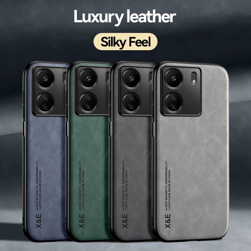 Coque de téléphone magnétique en cuir pour Xiaomi, support de voiture de luxe, coque arrière en silicone, Redmi 13 C 5
