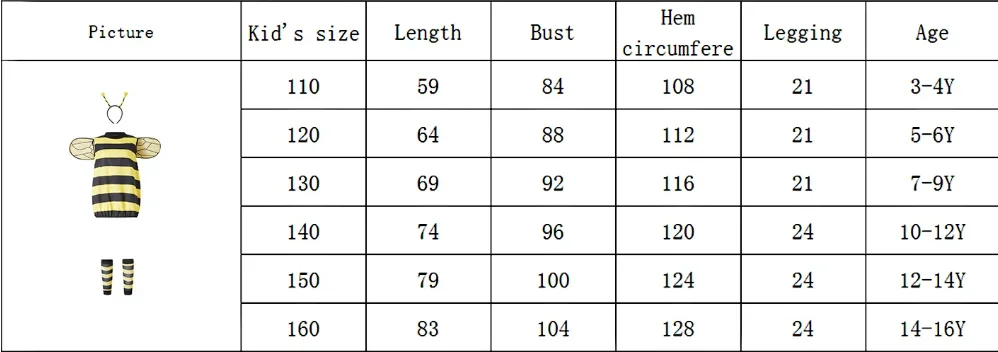 Cosplay Costume Bee Costume Kids Halloween Cosplay Set Bee Dress with Wings Heandband Leg Sleeves and Hair Hoop for Stage Show Dress Up