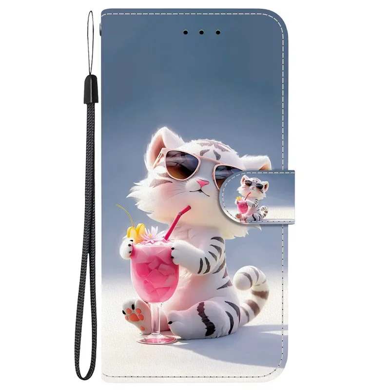 Leather Flip Wallet Case with Magnetic Stand and Cute 3D Design