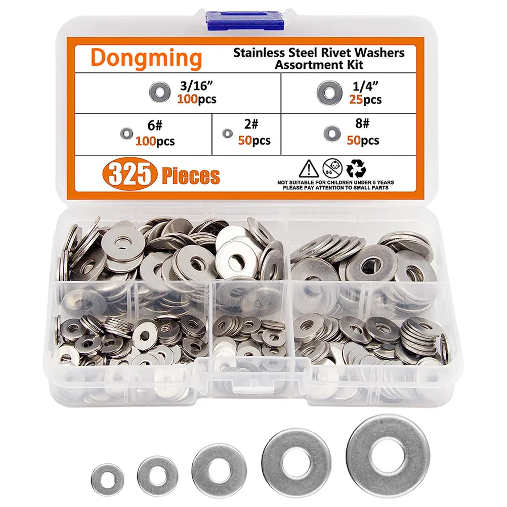 

325 Pcs Washer Assortment Spacers Fastener Screw Fasteners Stainless Steel Lock Washers