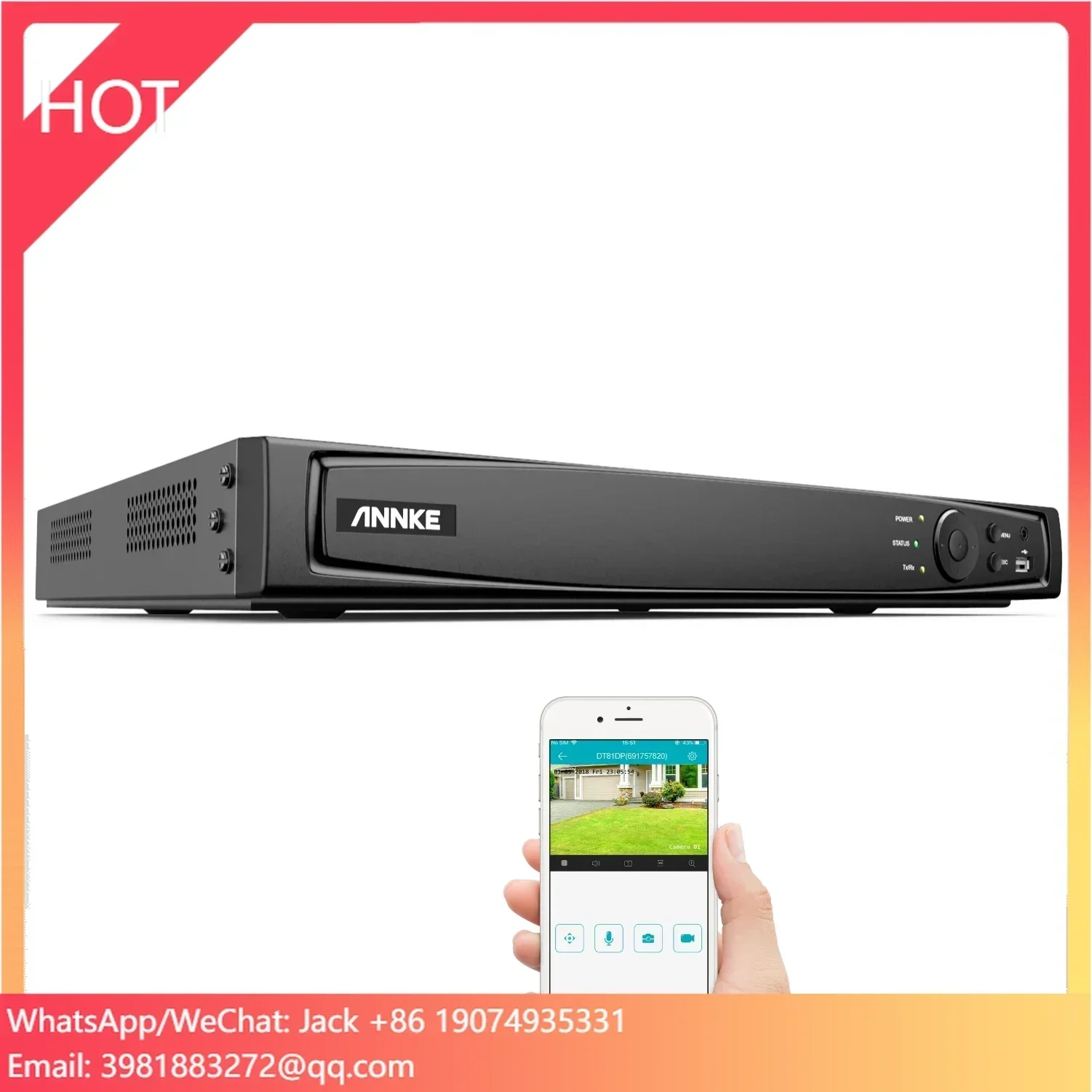 ANNKE 16채널(NVR) 모션 감지 기능, 2개의 SATA 포트, H.265 (PoE) 4K 울트라 HD 및 스마트 재생 녹화 기능 탑재